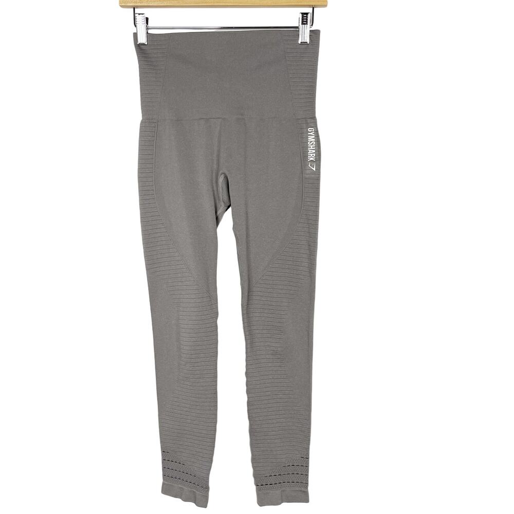Gymshark Womens Small S Energy+ Seamless Leggings Smokey Grey Perforated Workout